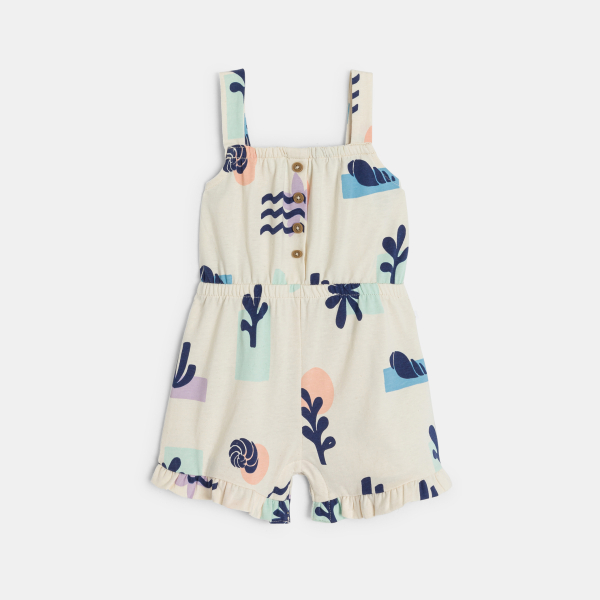 Combi courte à bretelles blanc bébé fille