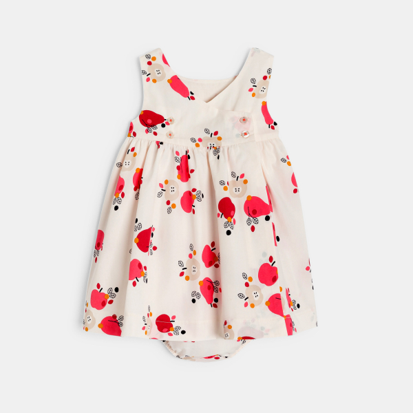 Robe à bretelles gaufrée et bloomer rose bébé fille