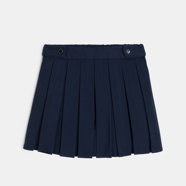 Girl's navy blue pleated short skirt