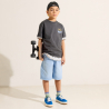 Boy's grey short-sleeve T-shirt with slogan front and back