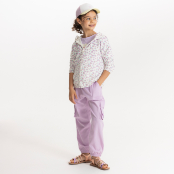 Sweat-shirt en molleton fleuri mauve Fille
