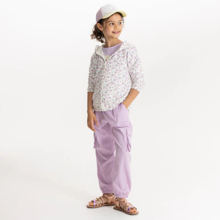Sweat-shirt en molleton fleuri mauve Fille