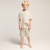 Boy's beige striped linen Bermuda shorts
