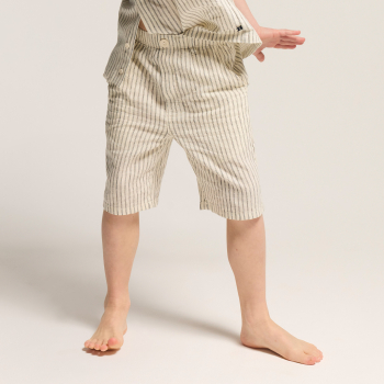 Boy's beige striped linen Bermuda shorts