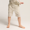 Boy's beige striped linen Bermuda shorts