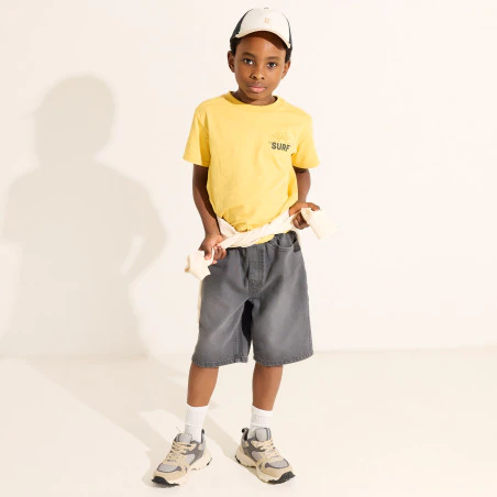 Boys' faded black relaxed Bermuda shorts