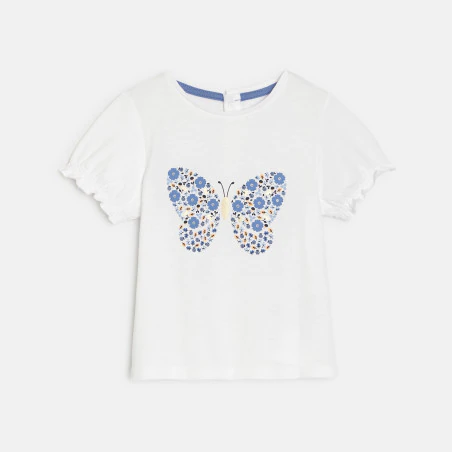 T-shirt sequins papillon blanc bébé fille