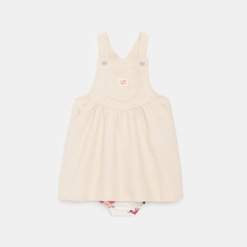 Baby girl's light pink twill dungaree dress