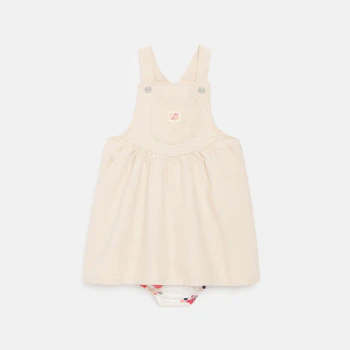 Robe salopette twill rose clair bébé fille