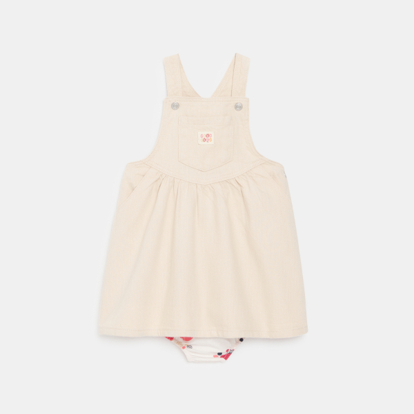 Baby girl's light pink twill dungaree dress