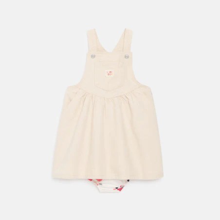Robe salopette twill rose clair bébé fille