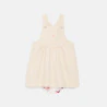 Baby girl's light pink twill dungaree dress