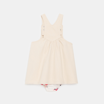 Robe salopette twill rose clair bébé fille