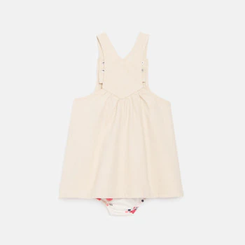 Robe salopette twill rose clair bébé fille