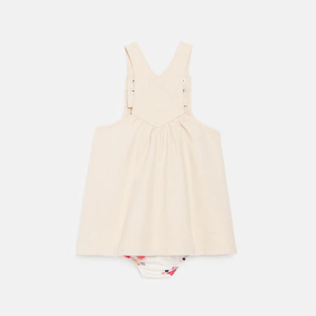Baby girl's light pink twill dungaree dress