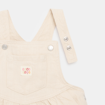 Robe salopette twill rose clair bébé fille