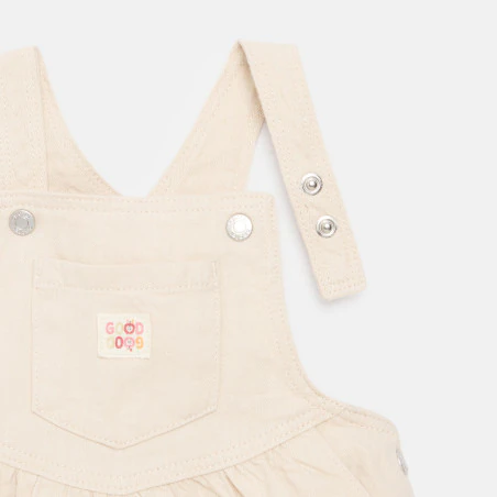Robe salopette twill rose clair bébé fille