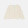 Baby girl's beige mottled decorative-knit cardigan