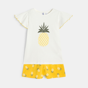 Girl's yellow pineapple pyjama shorts