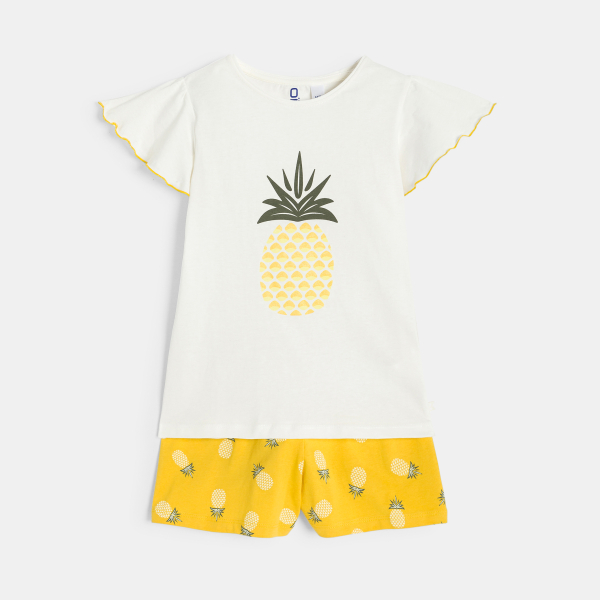 Girl's yellow pineapple pyjama shorts