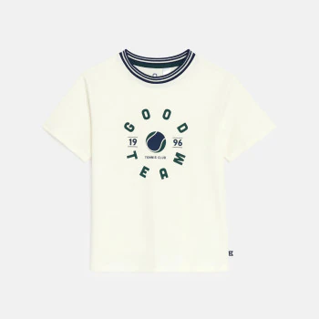 T-shirt manches courtes à message blanc Garçon