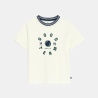 Boy's white slogan T-shirt with short sleeves
