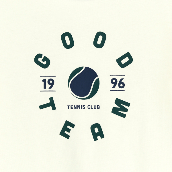 Boy's white slogan T-shirt with short sleeves