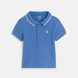Baby boy's plain blue piqué polo shirt