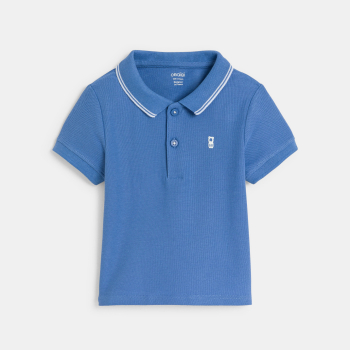 Polo maille piquée uni bleu bébé garçon
