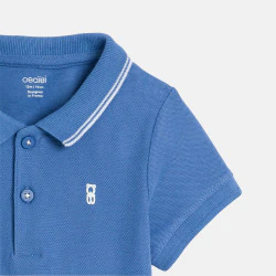 Polo maille piquée uni bleu...