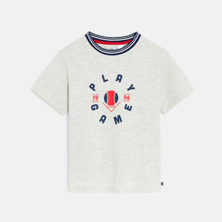 T-shirt manches courtes à message gris chiné Garçon