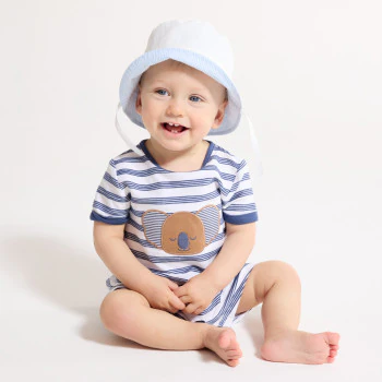 Combi courte rayée koala bleu bébé garçon