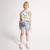 Girl's multicoloured, floral, short-sleeve T-shirt