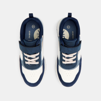 Boy's blue running dad shoes with laces and Velcro