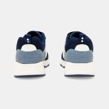 Boy's blue running dad shoes with laces and Velcro