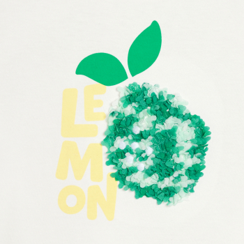 Girl's white short-sleeve T-shirt with pineapple motif