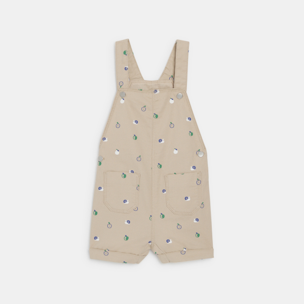 Baby boy's grey fruit short dungarees