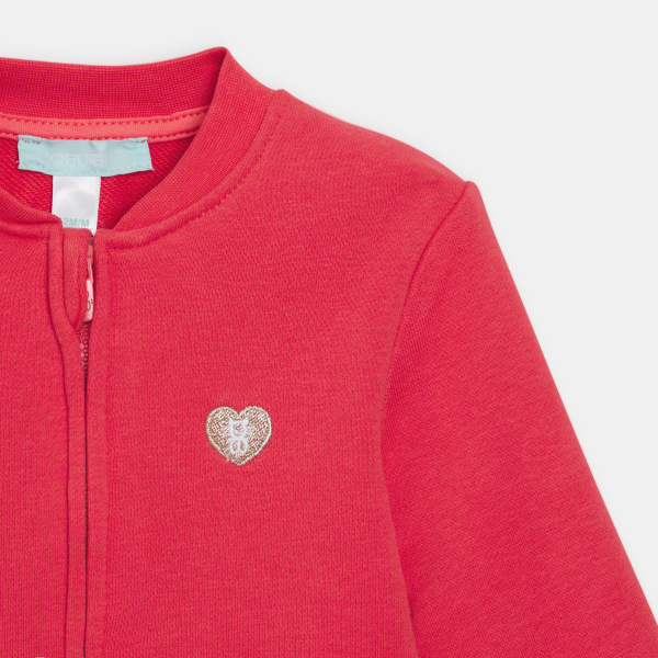 Baby girl's red fleece zip-up sweatshirt