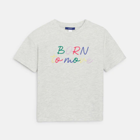 Girl's grey marl slogan T-shirt