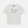 T-shirt à message gris chiné Fille