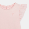 T-shirt manches broderies anglaises rose bébé fille