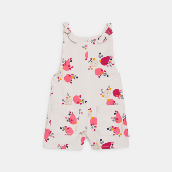 Baby girl's short pink fruity dungarees