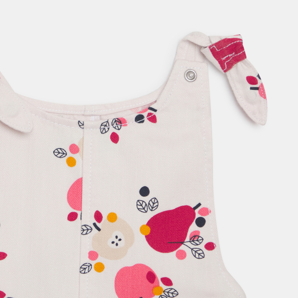 Baby girl's short pink fruity dungarees