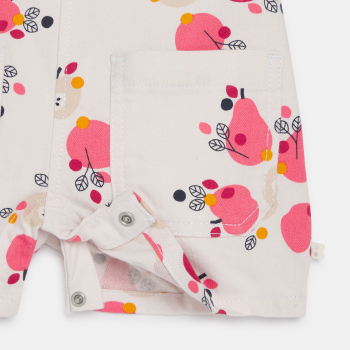 Baby girl's short pink fruity dungarees