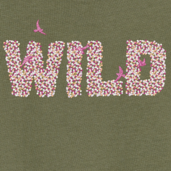 Girl's khaki glittery slogan T-shirt
