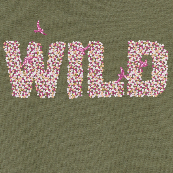 Girl's khaki glittery slogan T-shirt
