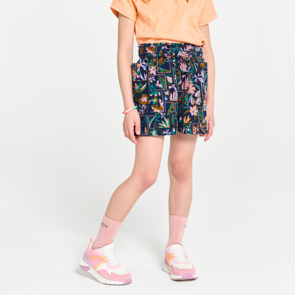 Girl's blue printed loose-fit shorts