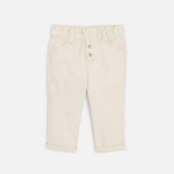 Pantalon taille haute beige bébé fille