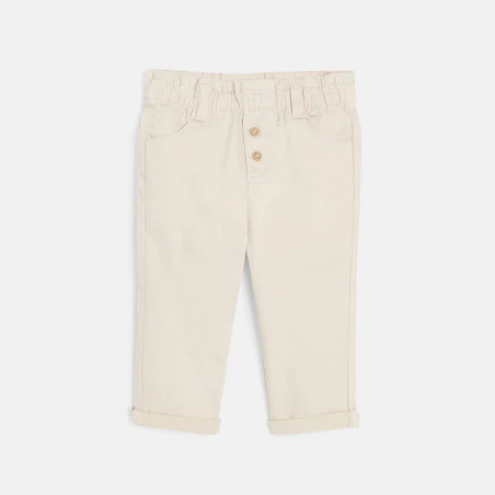 Pantalon taille haute beige bébé fille