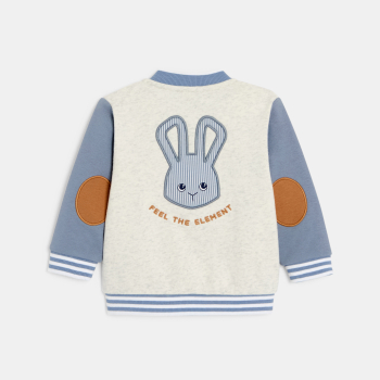 Baby boy's blue fleece rabbit baseball jacket